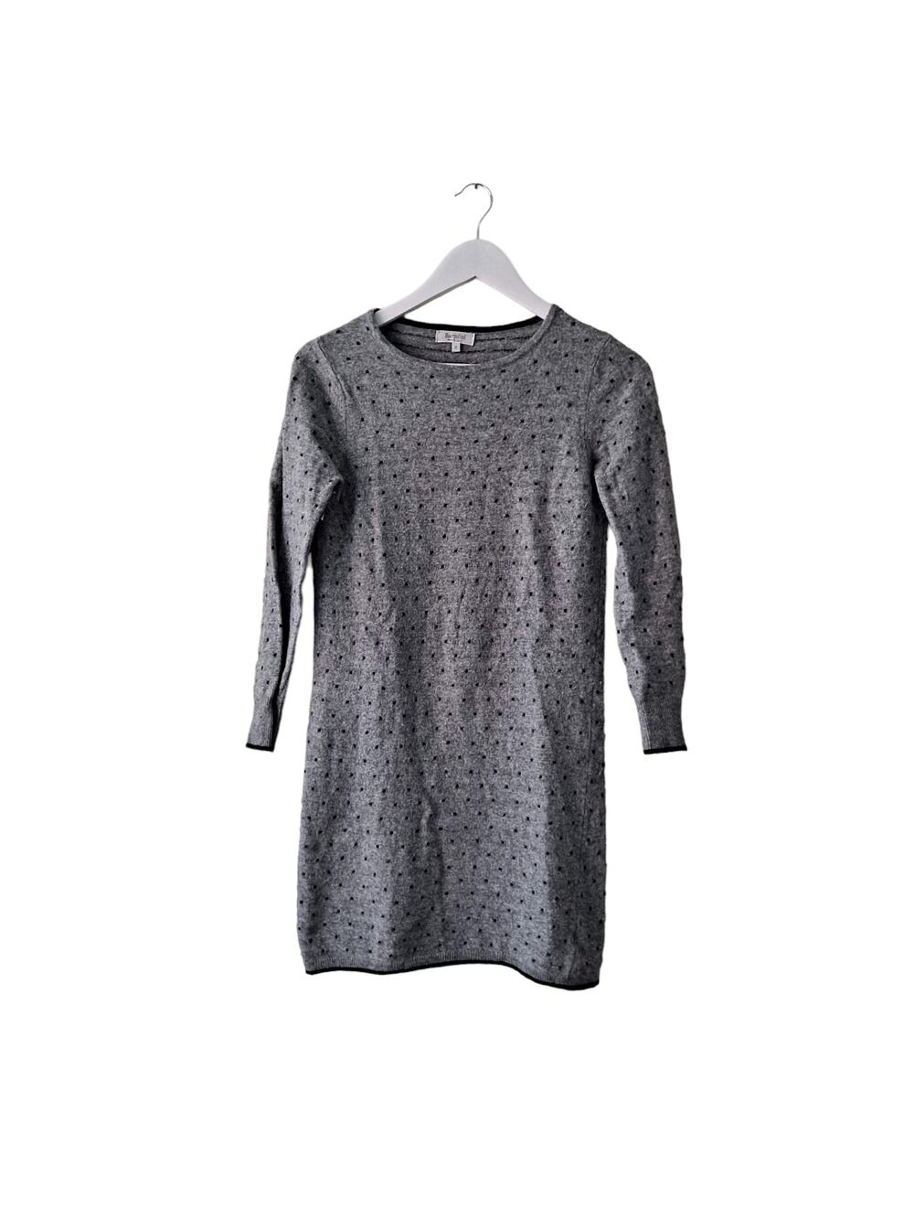 Bartolini Gray & Black Wool Blend Polka Dotted Dress - Size S